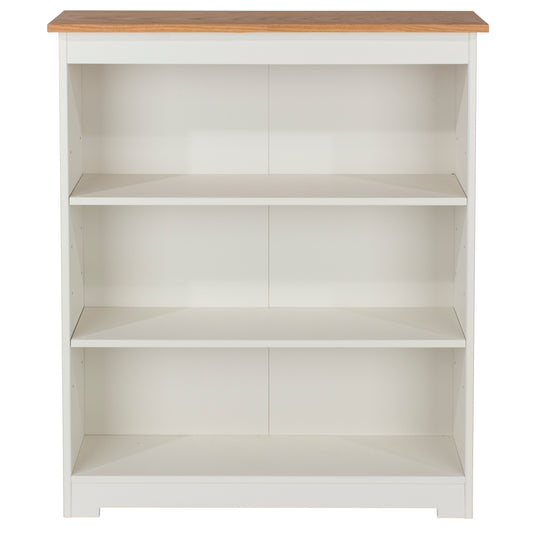 Liberty Colorado Soft White Painted Mdf with Oak Effect Tops Low Wide Bookcase