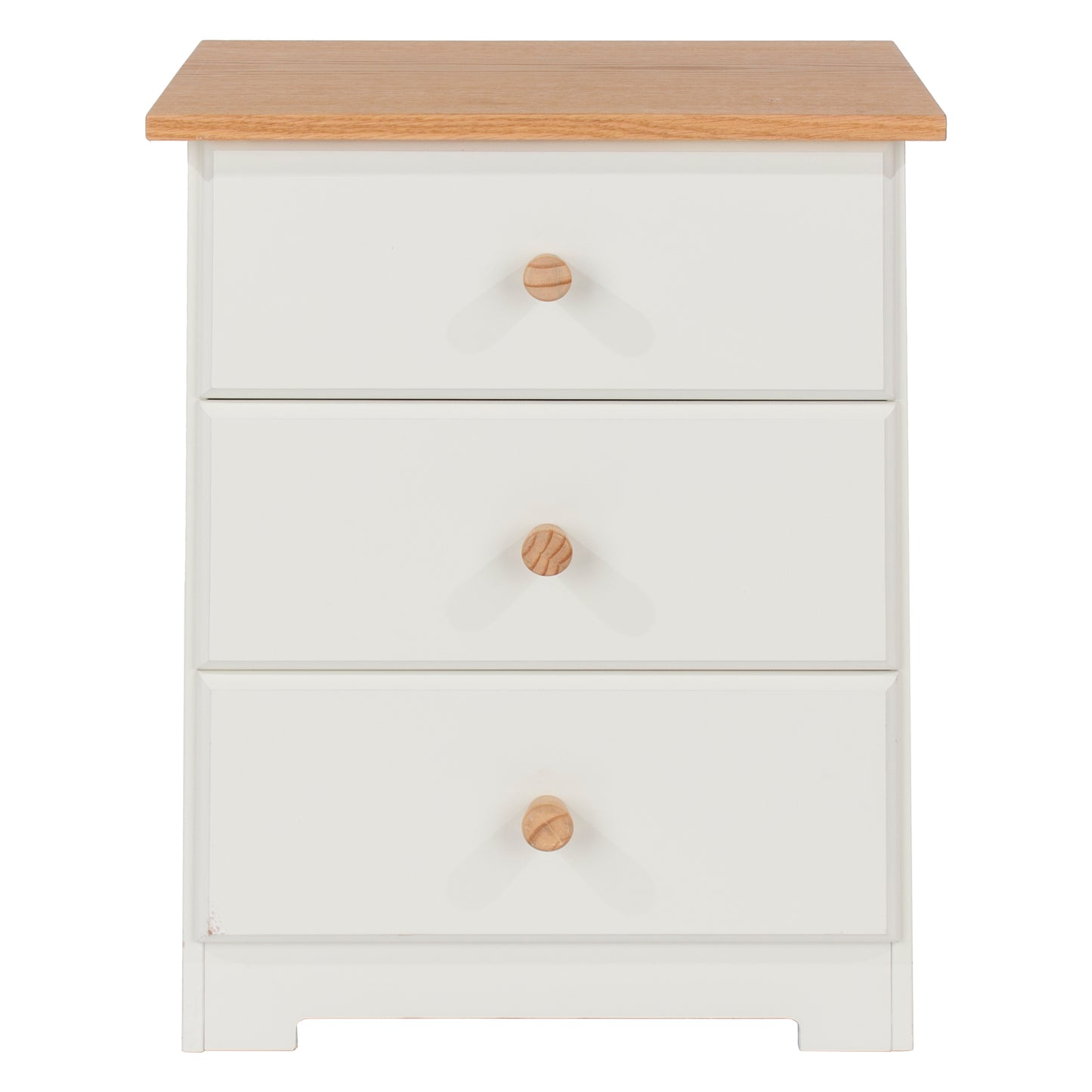 Liberty Colorado Soft White Painted Mdf with Oak Effect Tops 3 Drawer Bedside Cabinet