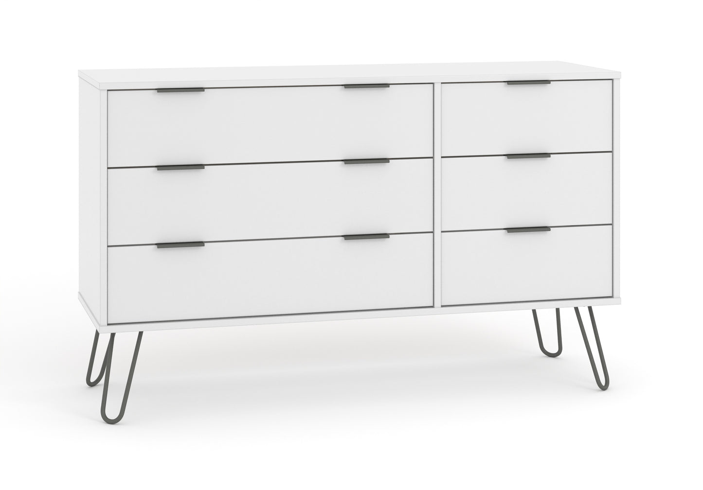 Liberty Augusta White 3+3 Drawer Wide Chest of Drawers