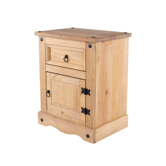 Liberty Corona Premium Waxed Pine Bedroom 1 Door, 1 Drawer Bedside Cabinet