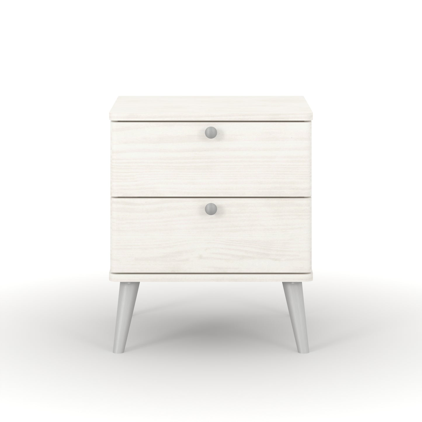 Liberty Augusta Curve White Waxed Pine 2 Drawer Bedside Cabinet