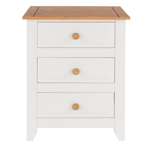 Liberty Capri Waxed Pine and White Painted Mdf 3 Drawer Bedside Cabinet