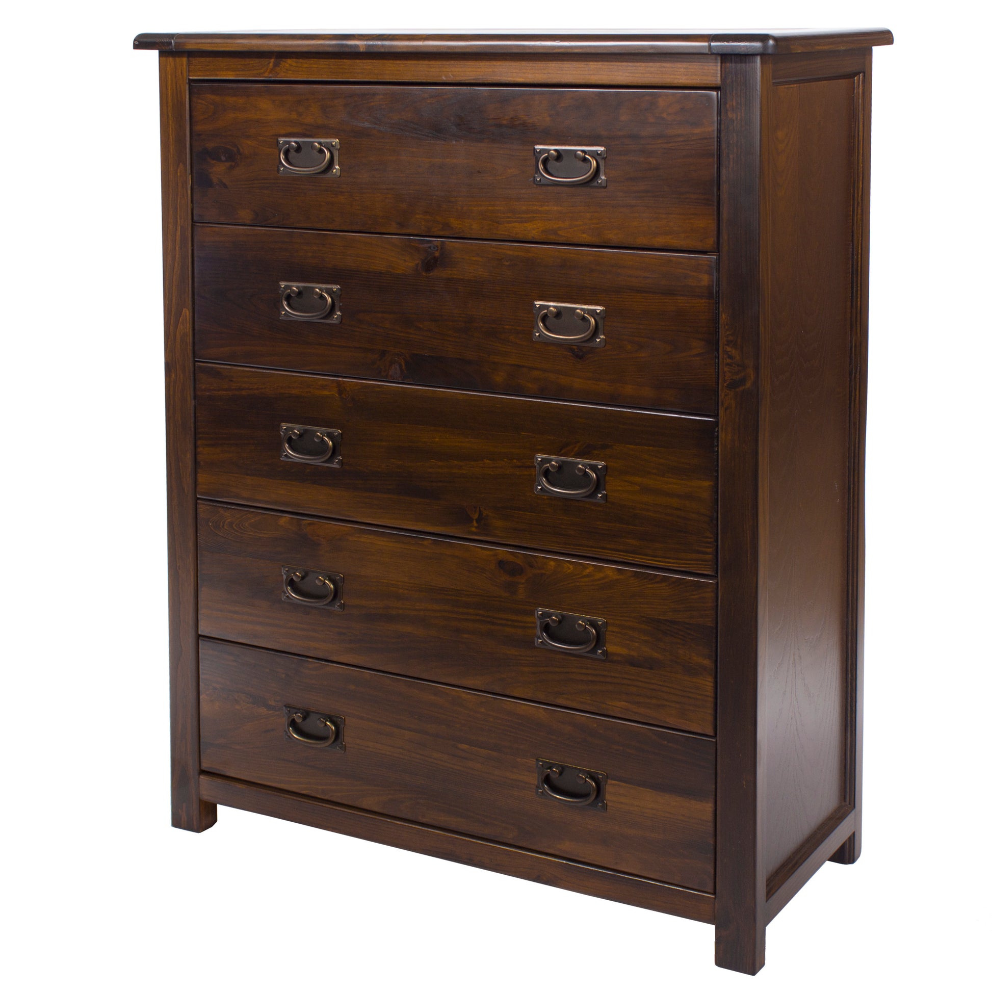 Liberty Boston Handcrafted Dark Lacquered 5 Drawer Chest