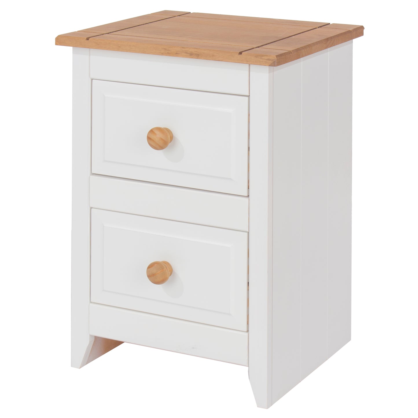 Liberty Capri Waxed Pine and White Painted Mdf 2 Drawer Petite Bedside Cabinet