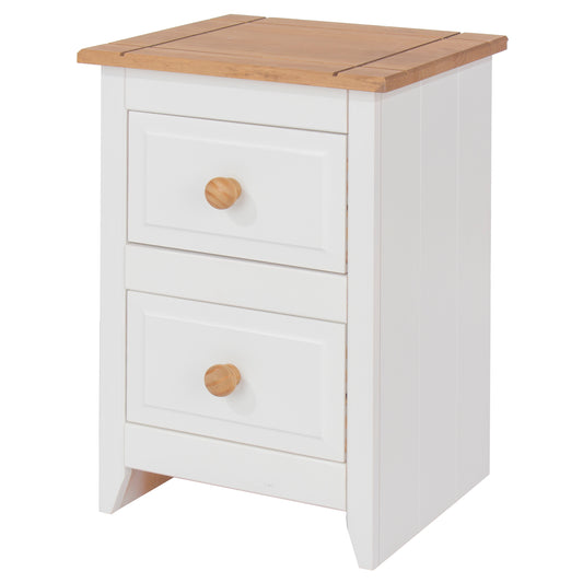 Liberty Capri Waxed Pine and White Painted Mdf 2 Drawer Petite Bedside Cabinet