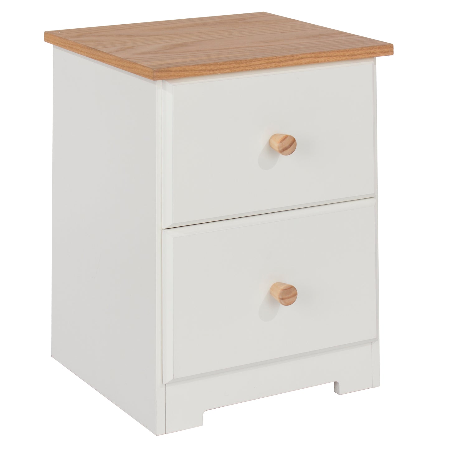 Liberty Colorado Soft White Painted Mdf with Oak Effect Tops 2 Drawer Petite Bedside Cabinet