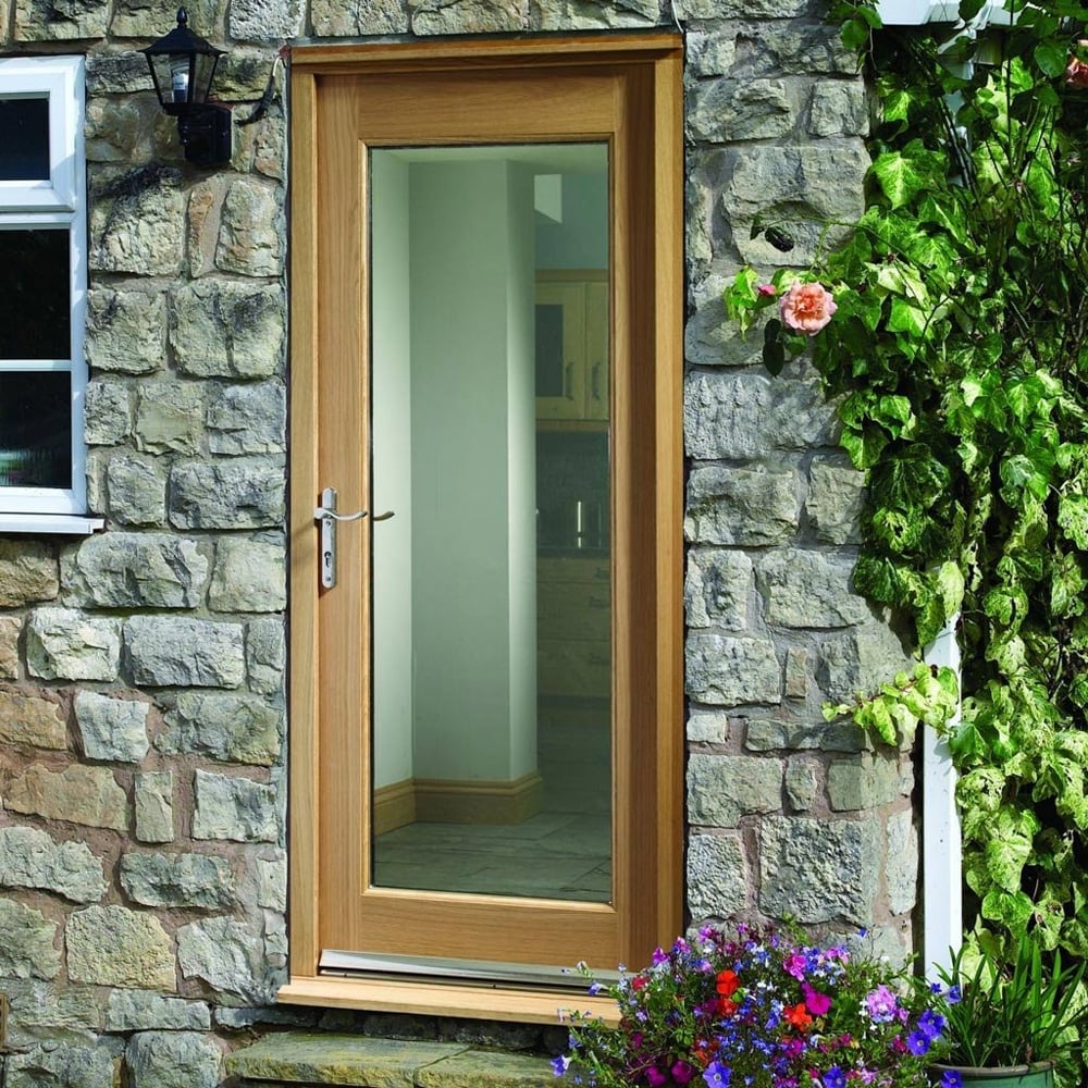 External Oak Pattern 10 Door Double Glazed With Clear Glass