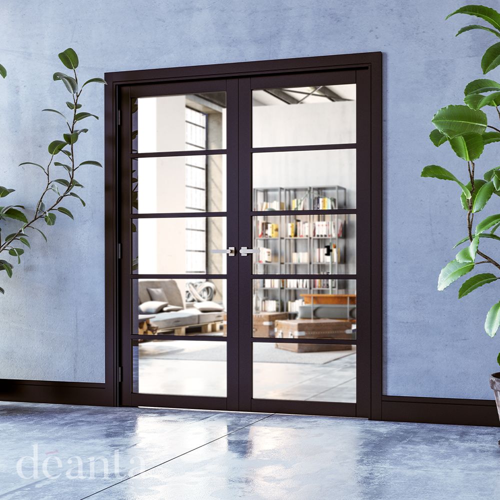 Deanta Internal Black Shoreditch Clear Glazed Door 5 Light Fully Finished