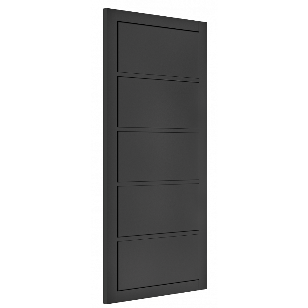 Deanta Internal Black Shoreditch Door 5 Panel Fully Finished Industrial Style