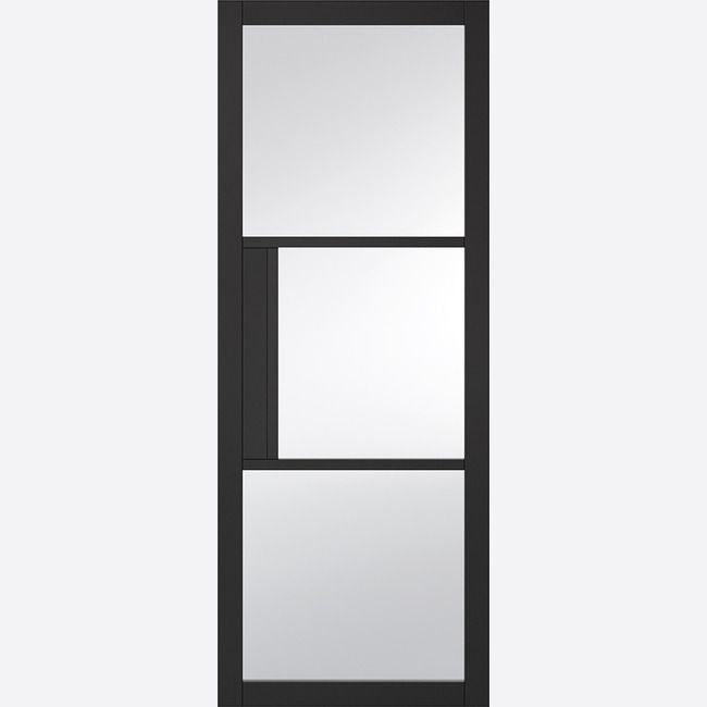 Internal Black Tribeca 3 Light Glazed Door With Clear Glass