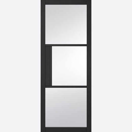 Internal Black Tribeca 3 Light Glazed Door With Clear Glass