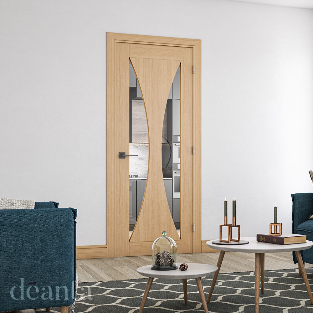 Deanta Internal Oak Sorrento Glazed Door Fully Finished