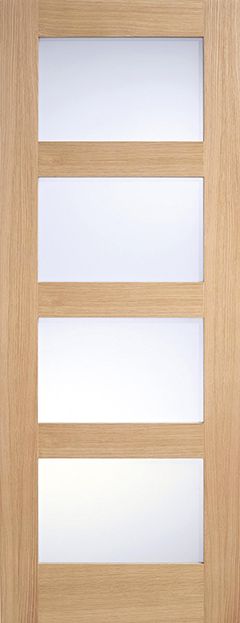 Internal Oak Shaker Glazed Door 4L Frosted Glass