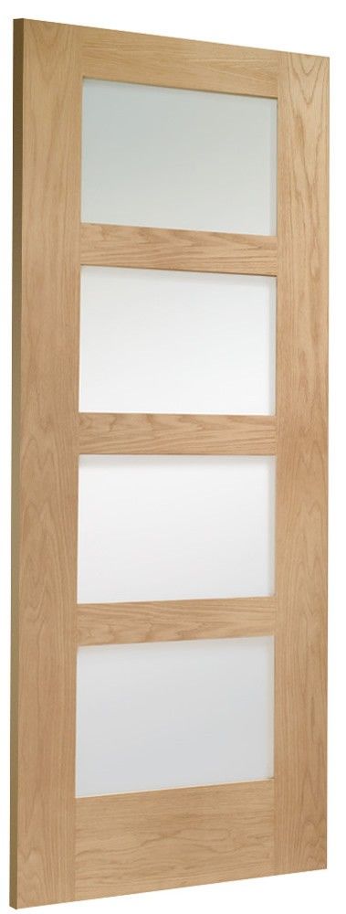 Internal Oak Shaker Door With Clear Glass Unfinished