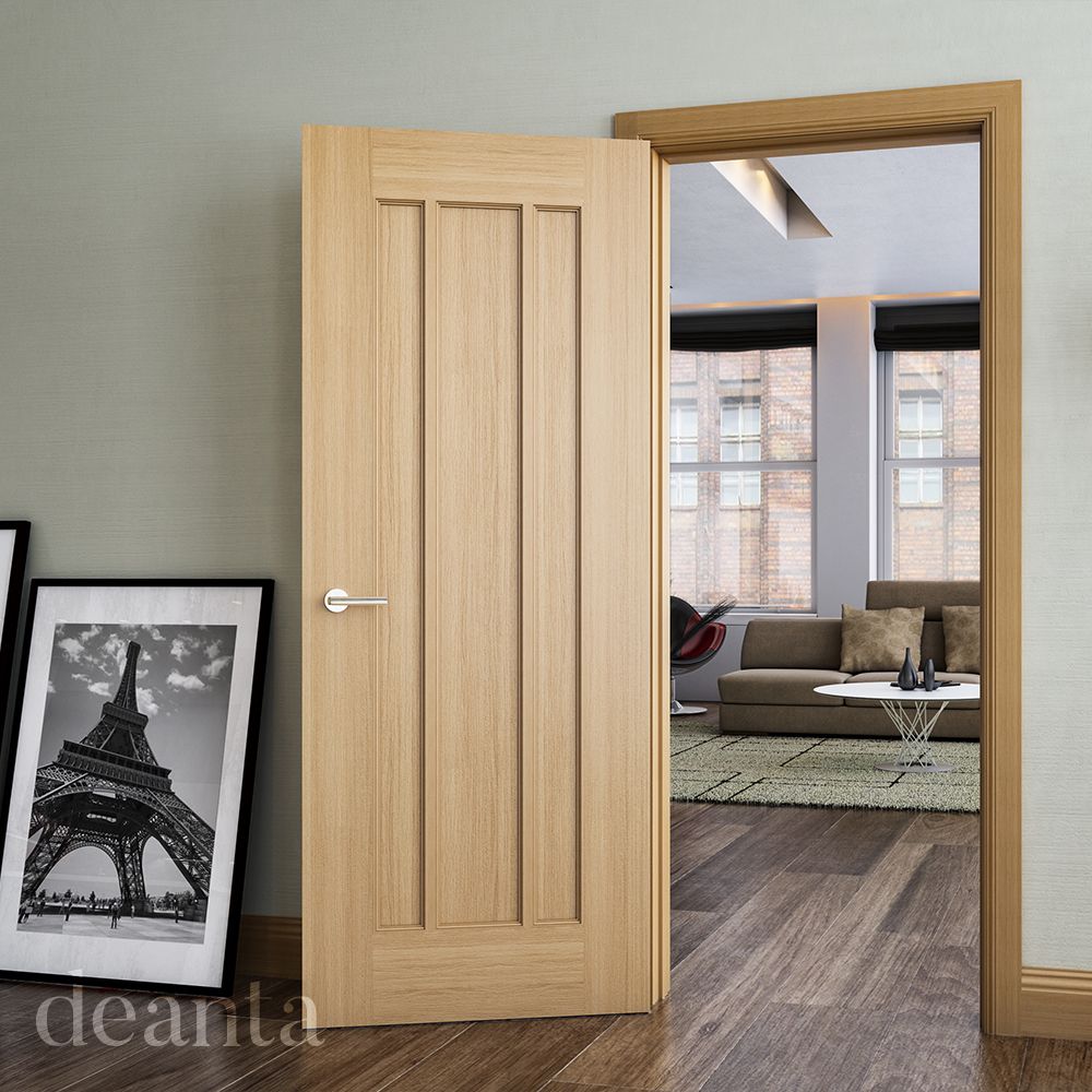 Deanta Internal Oak Norwich Fire Door FD30 Rated 3 Panel