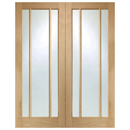 XL Joinery Internal Oak Worcester Pair Of Doors With Clear Glass
