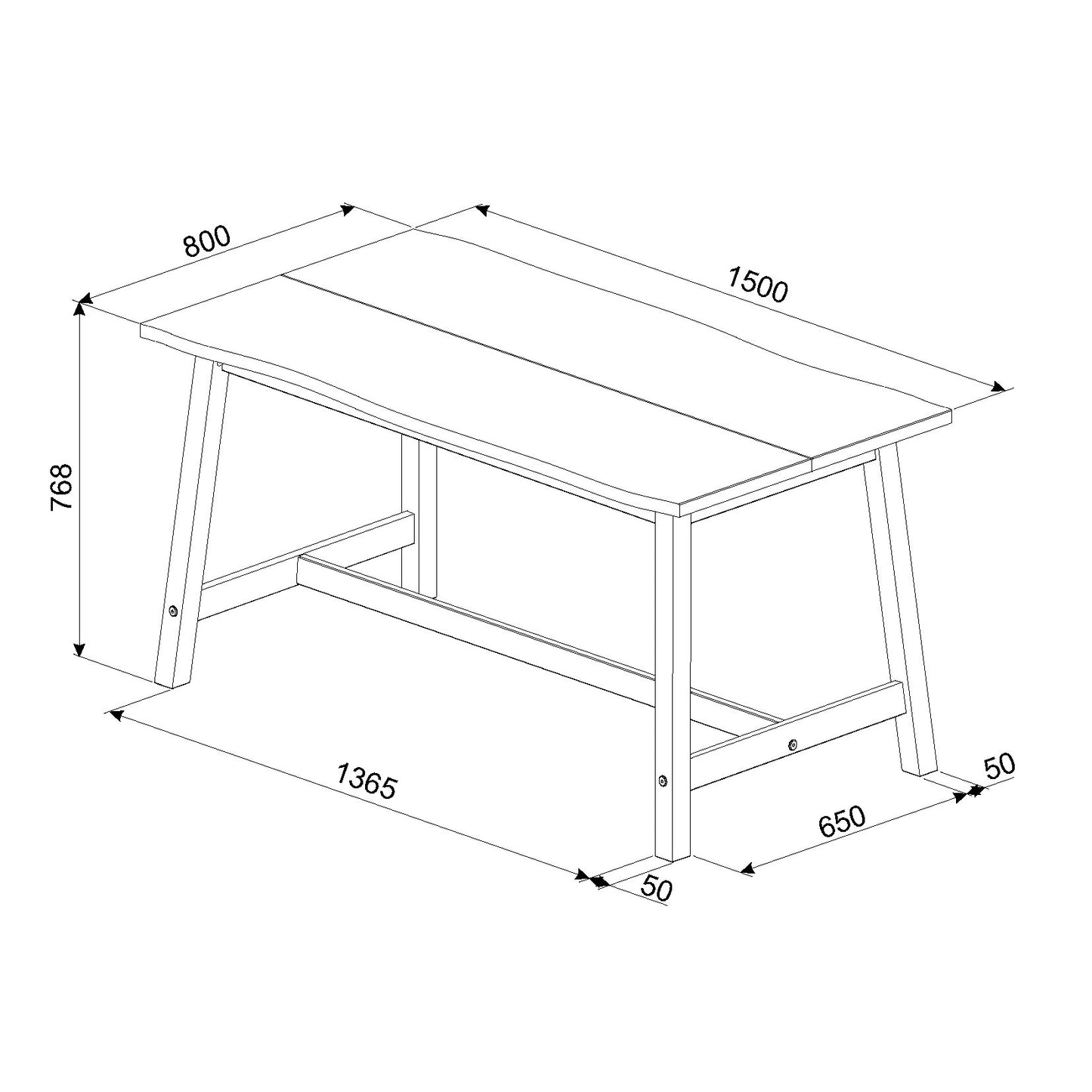 Liberty Black Live Edge Large Dining Table 150x80cm