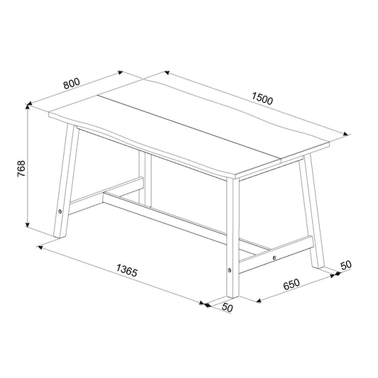 Liberty Black Live Edge Large Dining Table 150x80cm