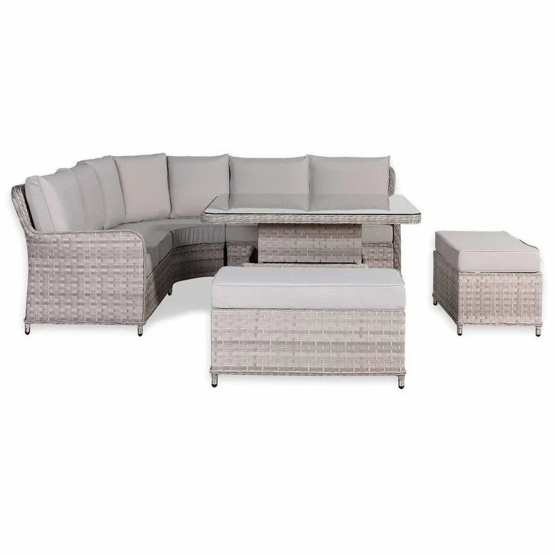 Rattan Republic Large Equal Rattan Garden Corner Sofa Set with Rising Table