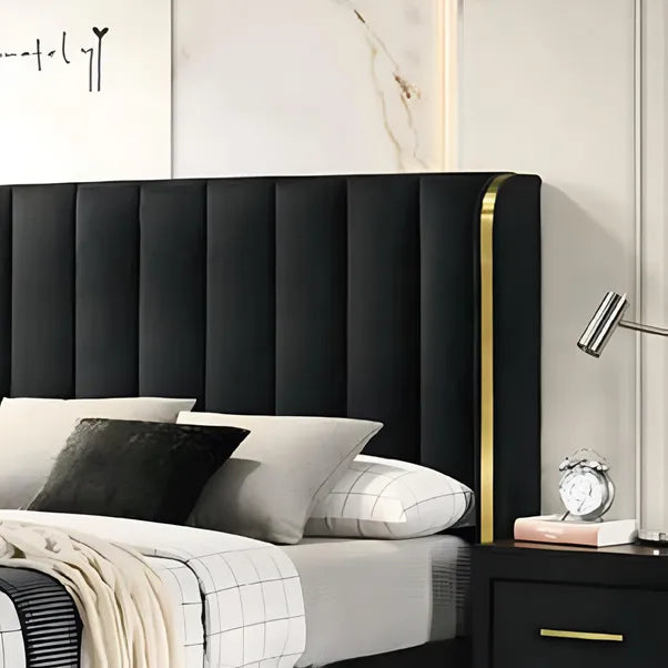 Sareer Phoenix Black Fabric Double Bed