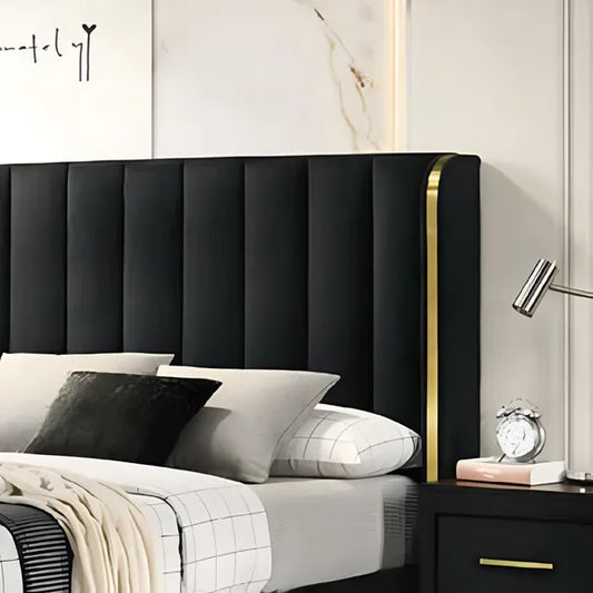 Sareer Phoenix Black Fabric Double Bed