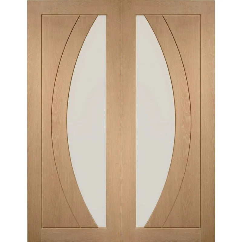 XL Joinery Internal Oak Salerno Glazed Pair Of Doors With Clear Glass