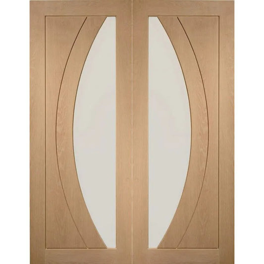 XL Joinery Internal Oak Salerno Glazed Pair Of Doors With Clear Glass